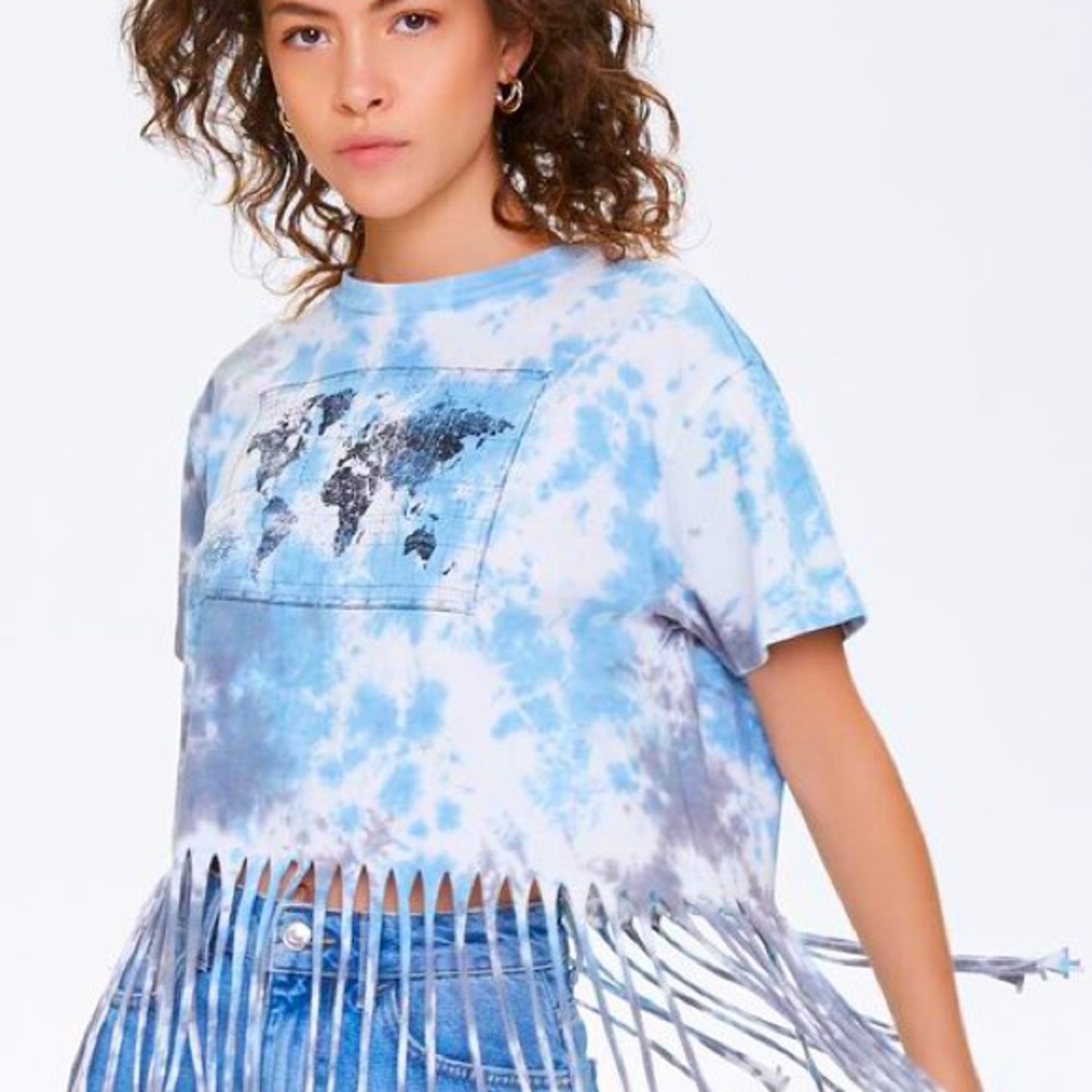 Forever 21 TIE DYE fringed tee